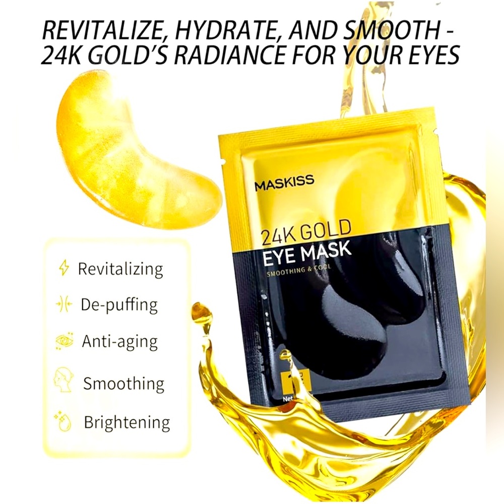 NEW 24K gold eye mask. Individually wrapped. Set of 3. Anti-aging. De-puffing.